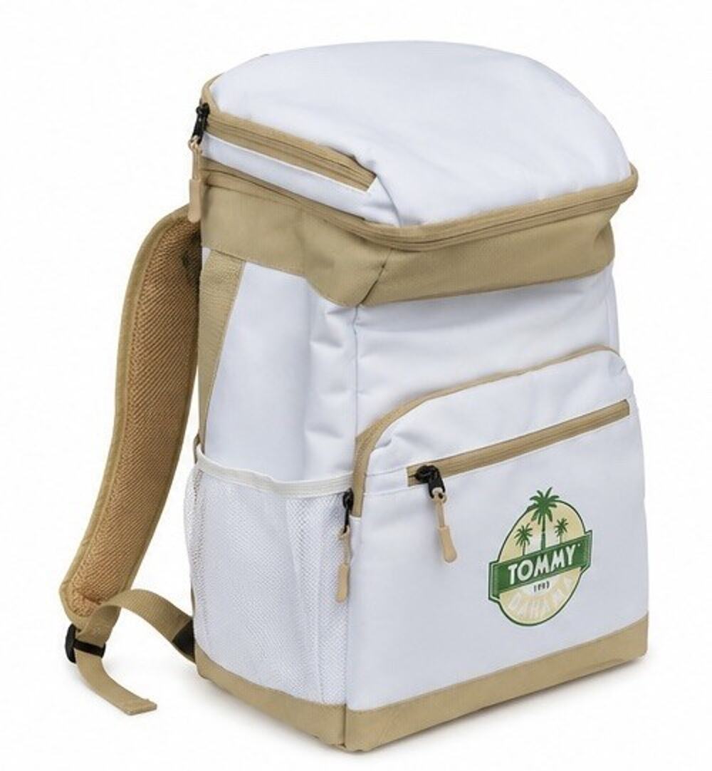 TOMMY BAHAMA Backpack 4 Compartment COOLER *Ivory&Tan* New W/ Bottle Open!